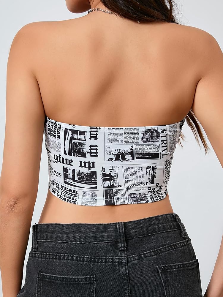 トップス UND SPACE NEWSPAPER PRINT TOP WDIRARA Men's Newspaper Print Top Drop Shoulder Round Neck